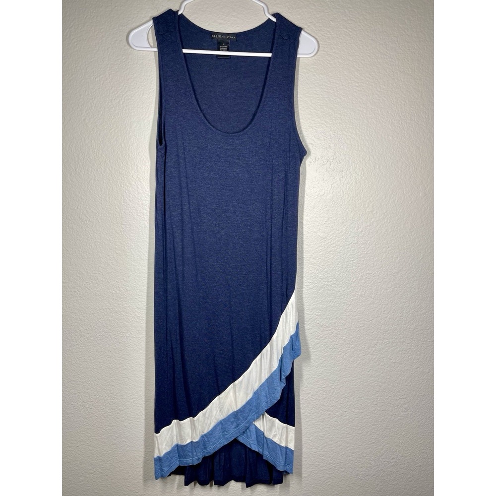 Design History Sz Med Sleeveless Dress Navy Blue Sleeveless Stretch Lagenlook